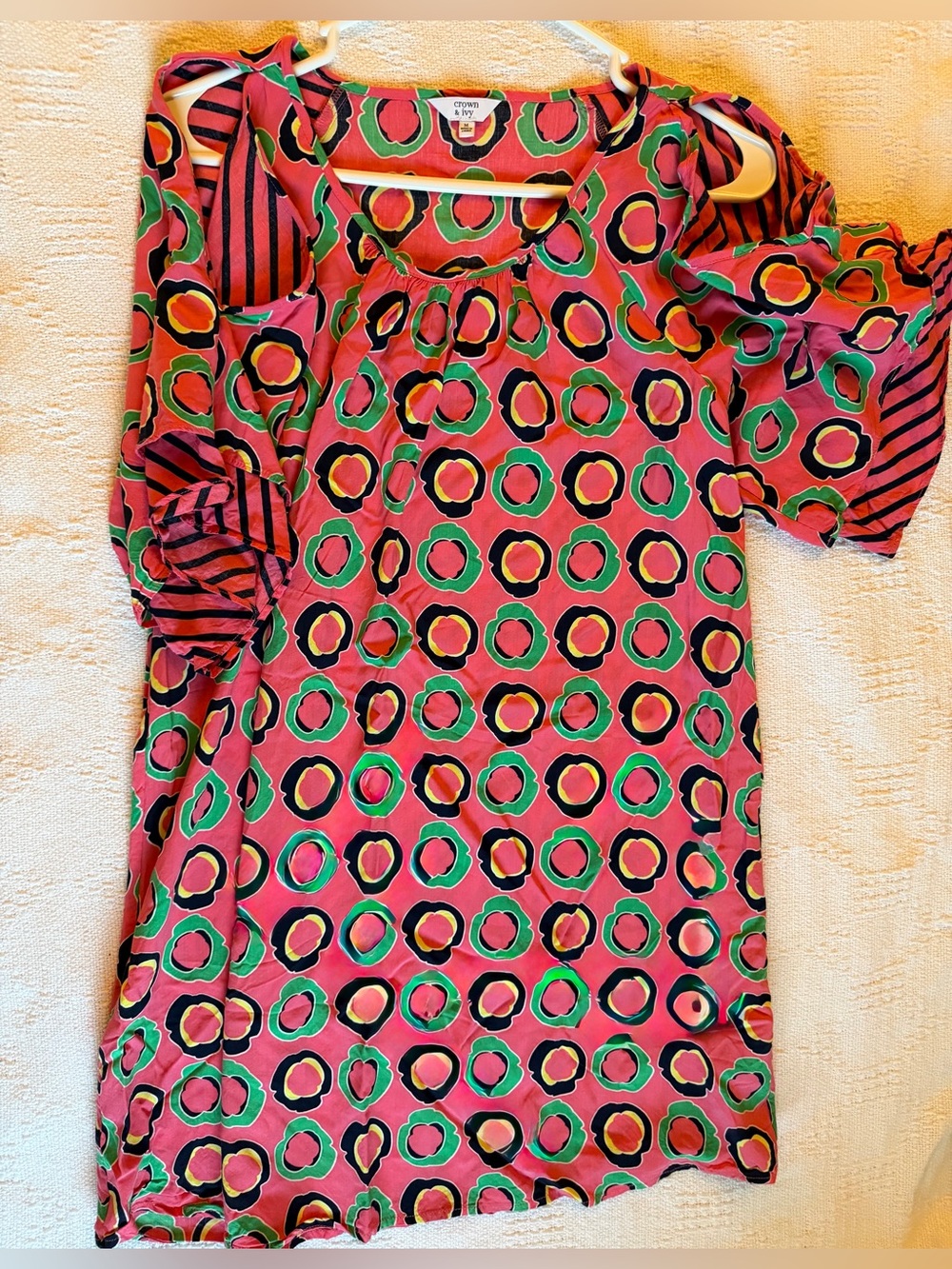 Crown and Ivy shirtdress with pockets leggings shirt lining accents size m